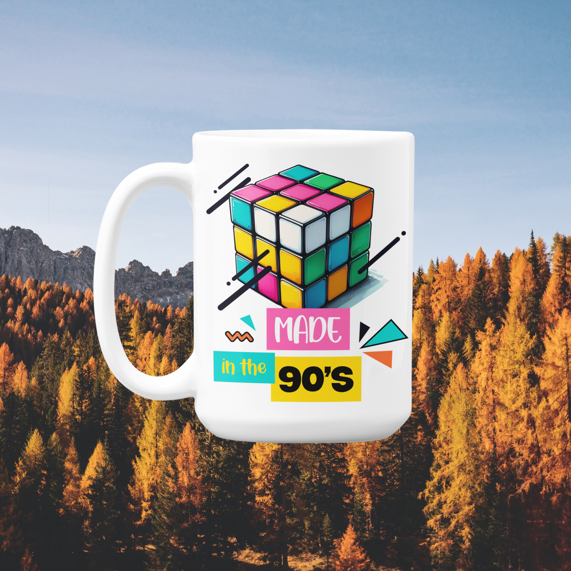 Made In The 90's Rubik's Cube Coffee Mug 15 Oz